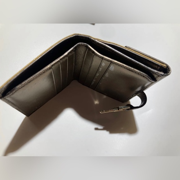 VINTAGE GUCCI JACKIE CHERIE GOLD LEATHER & CANVAS WALLET - Picture 7 of 10